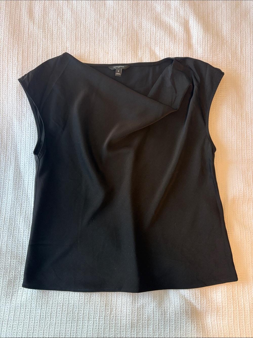 Banana Republic Black Sleeveless Draped Neck Shell